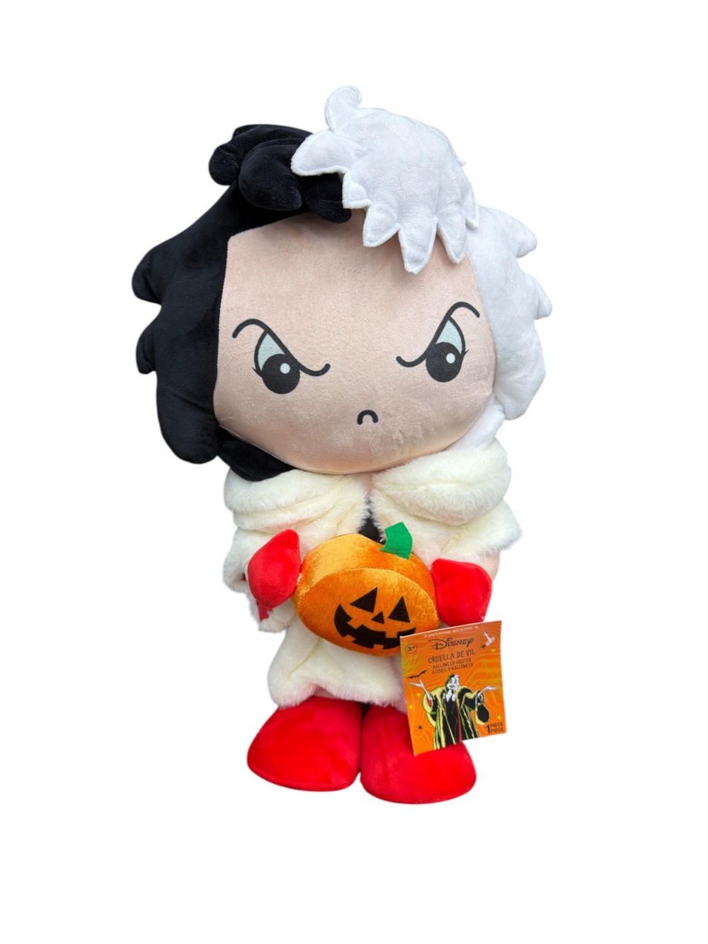 Disney Cruella De Vil Halloween Greeter 18.5” Plush Villains Pumpkin NWT